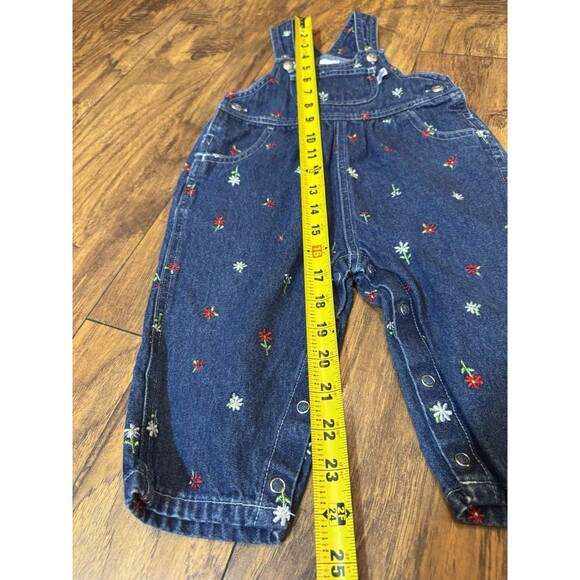 Vintage Carter’s Embroidered Flower Denim Overalls 12-18M Y2K 90s Baby Girl - Picture 10 of 10